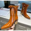 JC Jimmynessity Choo Heels deri ayakkabılar tıknaz yeni vintage yüksek kaliteli donanım trim yan fermuar binicilik sivri midheel kadın botları tasarımcı ayakkabı fabrika ayakkabıları