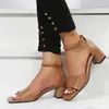 Robe chaussures femmes sandales cheville lanière été bout ouvert gros talons hauts fête noir plus grande taille 42