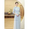 Ubranie etniczne 2023 ao dai szyfon długi Aodai kobiety Wietnam nadruk kwiat Cheongsam vintage mandarynka elegancka tradycyjna sukienka