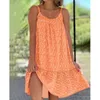 Casual Dresses Elegant Women Sexy Strap 2023 Summer Lady Floral Loose Tank Top Dress Beach Vacation Female Robe S-5XL