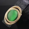 Ceintures de haute qualité vert Rock Jade boucle concepteur hommes ceinture en cuir véritable mode ceinture large ceinture