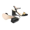 Sandali firmati di lusso Doppio mulo Tacco medio in pelle Scarpe casual 2024 New Dance Sandalo da spiaggia Donna uomo Estate da viaggio Pantofola in metallo Slide Dress Shoes Sliders box