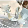 JC Jimmynessity Choo high quality rose shoes 2023r pink high-heeled sandals vamp heel cross big bow fluorescent vamp open toes strap shoe box size 35