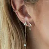 Orecchini pendenti Design alla moda per le donne Pavimenta la goccia d'acqua CZ Foglia Fiore Catena Semplice orecchio in metallo Gioielli