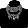 Bohemian Vintage Alloy Black Stone Choker Necklaces For Women Gypsy Tribal Turkish Chunky Necklace Festival Party Jewelry Gift Cho2817