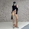 Frauenjeans Khaki Frauen 2023 Frühling Herbst Bell-Bottom-Hose Flare Bottoms Hosen Schmetterling Weibliche Hohe Taille Minderheit