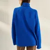 Women's Sweaters Blue Turtleneck Sweater For Women Elegant Causal Loose Long Sleeve Knitted Pullovers Autumn Winter Thicken Warm Basic