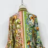 Australisches Designerkleid 2024 Frühling/Sommer Neuer Stil Bio-Baumwolle Farbblock-Retro-Druckkleid Langes Kleid