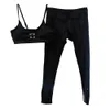 Sexy Sling Crop Top Black Leggings Set Women Brand Tracksuits Embroidery Letter Padded Sport Bra Summer Tight Yoga Outfit