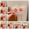 Haaraccessoires Lint Kinderen Rode Haarspeld Schattig Kwastje Parel Chinees Jaar Hoofddeksels Veer Vlinder Hanfu Baby