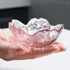 Bowls Cherry Blossom Glass Dish Crystal Tableware Household Cutlery Decorative Dessert Plate Flower Shaped Bowl Serving Tray