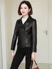 Kvinnors läder Zxryxgs Spring och Autumn Superior Soft Jacket för kvinnor 2024 kostym krage Motorcykel Korean Slim