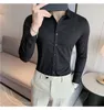 Men's Dress Shirts Shirt High Elastic Seamless Quality Slim Long Sleeve Luxury Banquet Social Formal For Men Size M-4XL