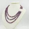 Choker 3 صفوف 8-9mm burgundy قلادات اللؤلؤ الباروك الطبيعية. رائعة وجميلة. مجوهرات حفلات المرأة