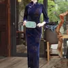 Etnische kleding Chinese traditionele jurk Lange elegante velours Qipao Plus maat 3Xl 4Xl 5Xl Cheongsams Mooie damesjurken Jaar vestidos