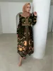 Ethnic Clothing Women V-neck Muslim Dress Abaya For Dubai Turkey Islam Clothes Casual Middle Eastern Simple Print Fashion Long Robe