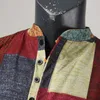 Casual herenoverhemden Stijlvolle geometrische stiksels Print Lange mouw Lente Vintage Henley-shirt Klassieke dagelijkse straatkleding