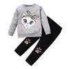 Kleidung Sets Kinder Casual Cartoon Anzug Kinder Kleinkind Baby Mädchen Langarm Nette Tops Bluse Leopardenmuster Hosen Hosen Outfits