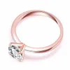 Ne se décolore jamais de qualité supérieure, plaqué or rose 1 2ct, grandes bagues en diamant CZ, bague de mariage à 4 broches pour femmes 2191