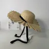 Summer Women's UV Protection Large Eaves Sunscreen Straw Hat Fashionable Western Wave Belt Wavy Beach Holiday 231229