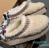 Tasman Slippers Chestnut Fur Slides Sherpa Fleece Fluffy Tazz Braid Scuffs Mules Women Ultra Mini Platform Boot-On Shoes Sued