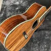 39 Inches Real Abalone Ebony Fingerboard All Solid Koa Wood Acoustic Guitar