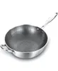 Padella rivestita Wok antiaderente Wok in acciaio inox 304 Padelle con manico Cottura cucina Pentole4530159