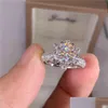 Anéis de casamento nome personalizado certificado 5 quilates diamante anel de noivado mulheres 14k branco ouro esterlina sier nupcial moissanite banda gota d dhf5k