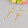 Boucles d'oreilles pendantes en alliage, Vintage, capricieux, Long pampilles, perles de coquillage, pendentif Cheongsam Hanfu, accessoires de bijoux