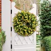 Dekorativa blommor 2023 Pure Yellow Wreath Simulation Flower Door Hang Home Decoration Farmhouse Front Decor