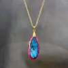 Pendant Necklaces Natural Blue Imperial Jasper Stone Boho Vintage Teardrop Necklace Jewelry Gifts For Women