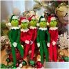 Juldekorationer 30 cm Rödgrön S Doll P Toys Monster Elf Soft Fyllda dockor Xmas Tree Decoration With Hat for Children Drop de DHZ6F