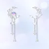 Stud Earrings Delicate Cute Zircon Moon Tassel Butterfly For Women Korean Fashion Asymmetric Girls Party Jewelry