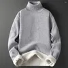 Męskie swetry zimowe trend sweter mężczyźni solidne golf z długim rękawem pullover wysoki szyja polar ciepła szczupła koszula