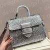 alta qualidade nova tendência da moda design de lantejoulas brilhantes mini bolsa mensageiro design de alça de ombro bolsa quadrada pequena de luxo bolsa de designer feminina bolsa de ombro fashion