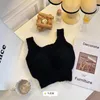 T-shirt da donna Bretelle in lana d'agnello Imbottiture per il petto Reggiseno Lingerie integrata Versione lunga Indossata all'esterno Gilet caldo aderente Fondo