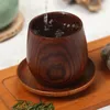 Potes de café estilo japonês log copo de madeira grande barriga saquê madeira maciça retro isolado conjunto de chá bebendo 150ml