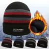 Boinas engrossar malha chapéu casual à prova de vento quente bonés de lã listra gorro chapéus inverno