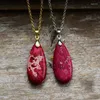 Naszyjniki wisiorek minimalistyczny czerwony imperialny Jasper Naturalny kamień wodny naszyjnik dla kobiet biżuteria boho