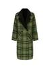 Женское шерстяное пальто спереди и сзади можно носить в зеленую клетку, осень-зима, женский свободный костюм в британском стиле с воротником, длинная куртка 231229