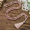 Pendant Necklaces 8mm Natural Rhodochrosite Knotted 108 Beads Japa Mala Necklace Meditation Yoga Blessing Health Jewelry Women Cha307s