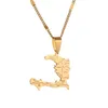 Colar com pingente de mapa da República do Haiti em aço inoxidável Port-AU-Prince Map Chain Jewelry241K283T