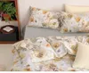 Set di biancheria da letto in cotone Set da 4 pezzi Copripiumino in twill attivo pianta americana Lenzuolo con angoli in seta di lusso