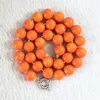 Chaînes Orange corail artificiel 8mm 10mm 12mm 14mm perles rondes chaîne collier pour femmes cadeau à la mode bijoux 18 pouces B638