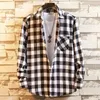 Camisas casuais masculinas 2023 primavera escovada xadrez manga longa flanela vintage mens xadrez camisa clássica