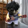 Vestuário de cachorro, fantasia de cachorrinho, roupas de estimação tocando guitarra chique de cosplay festa de natal tamanho m