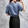 Kadın bluzları Kadın Yaz tarzı gömlekler bayan ofis giymek ol kısa kolu dönüş yakalı düz renk blusas zz2077