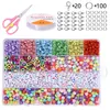 Round Acrylic Letter Glass Seed Beads Set For Bracelet Jewelry Making Bulk Needlework DIY Accessories Plastic Alphabet Bead Kits 231229