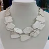 Charme robusto branco turquesa fatia artesanal colar feminino feito à mão 18''2028