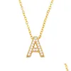 Pendant Necklaces Women 18K Gold Crystal Necklace English Initial Chains Letter Fashion Jewelry Will And Sandy Gift Drop Delivery Pen Dhdyu